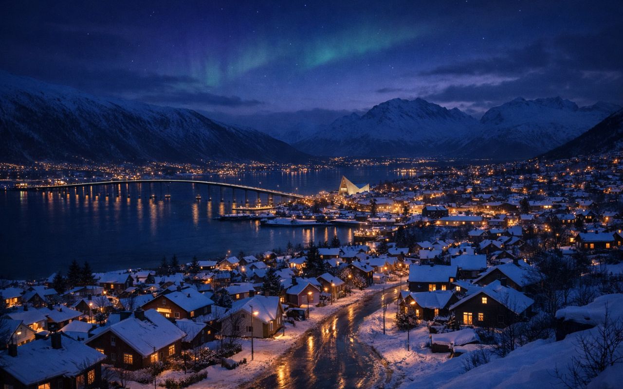 Descubra como a cidade de Tromsø, Noruega, o lugar onde a noite dura meses, se tornou um fenômeno natural que intriga.