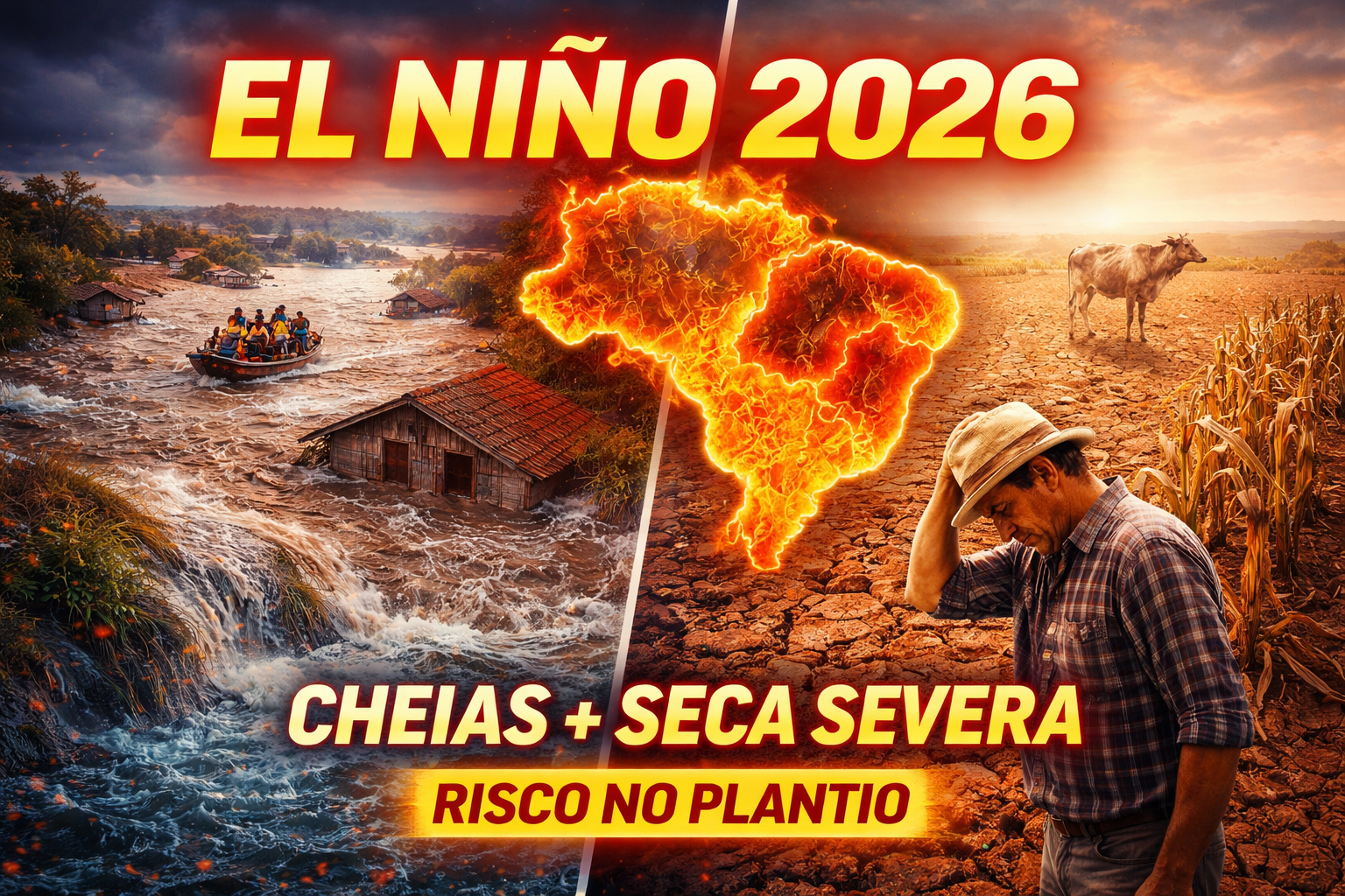 O Norte e o Nordeste podem enfrentar a seca mais severa dos últimos anos: enquanto o Sul registra excesso de chuvas no segundo semestre, o El Niño inverte o corredor de umidade e as pancadas de agosto e setembro no interior nordestino não serão suficientes para repor os reservatórios, colocando em risco quem antecipar o plantio