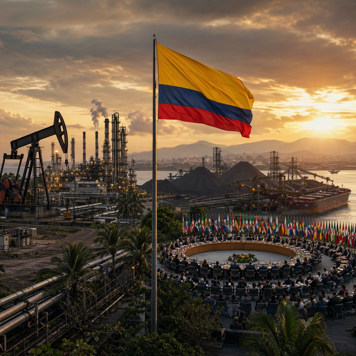 A Colômbia, 4º produtor de petróleo, sediou conferência com 50 países sobre o fim dos combustíveis fósseis. Santa Marta viveu do carvão por décadas.