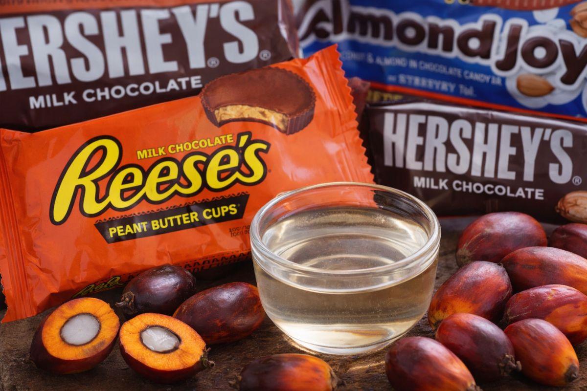 A Hershey admitiu que substituía chocolate por óleo de palmiste e prometeu voltar às receitas originais com cacau de verdade após reclamações de consumidores.