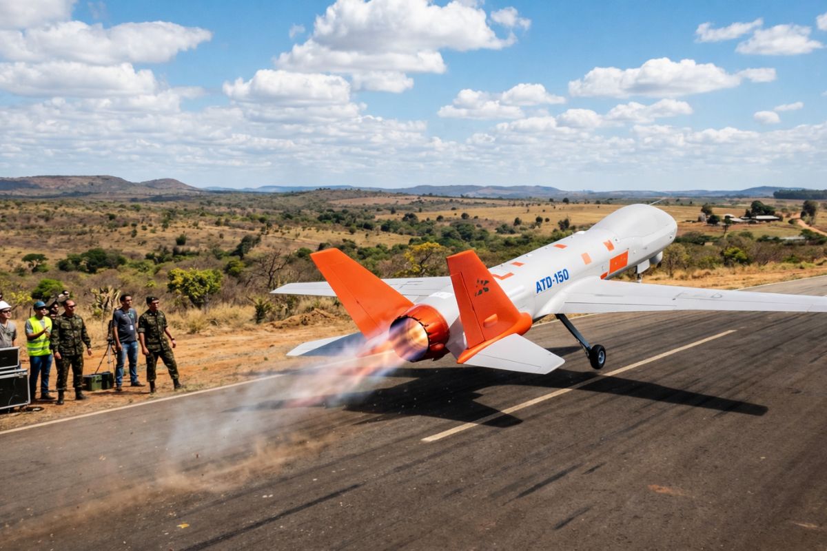 ATD-150 decola no interior do Brasil finalmente e rompe o mito drone a jato 100% nacional, 150 kg, motor TJ200 brasileiro, passa de 600 kmh e leva a defesa antiaérea a outro nível (2)