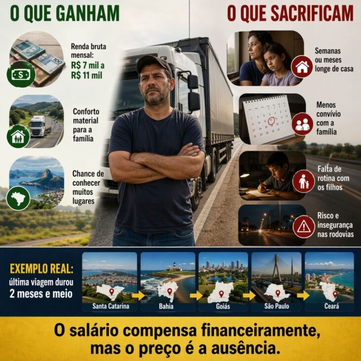 O Brasil perdeu 1,2 milhão de caminhoneiros em uma década. Santa Catarina tem 8 mil caminhões parados sem motoristas. Jovens não querem mais a profissão da estrada.