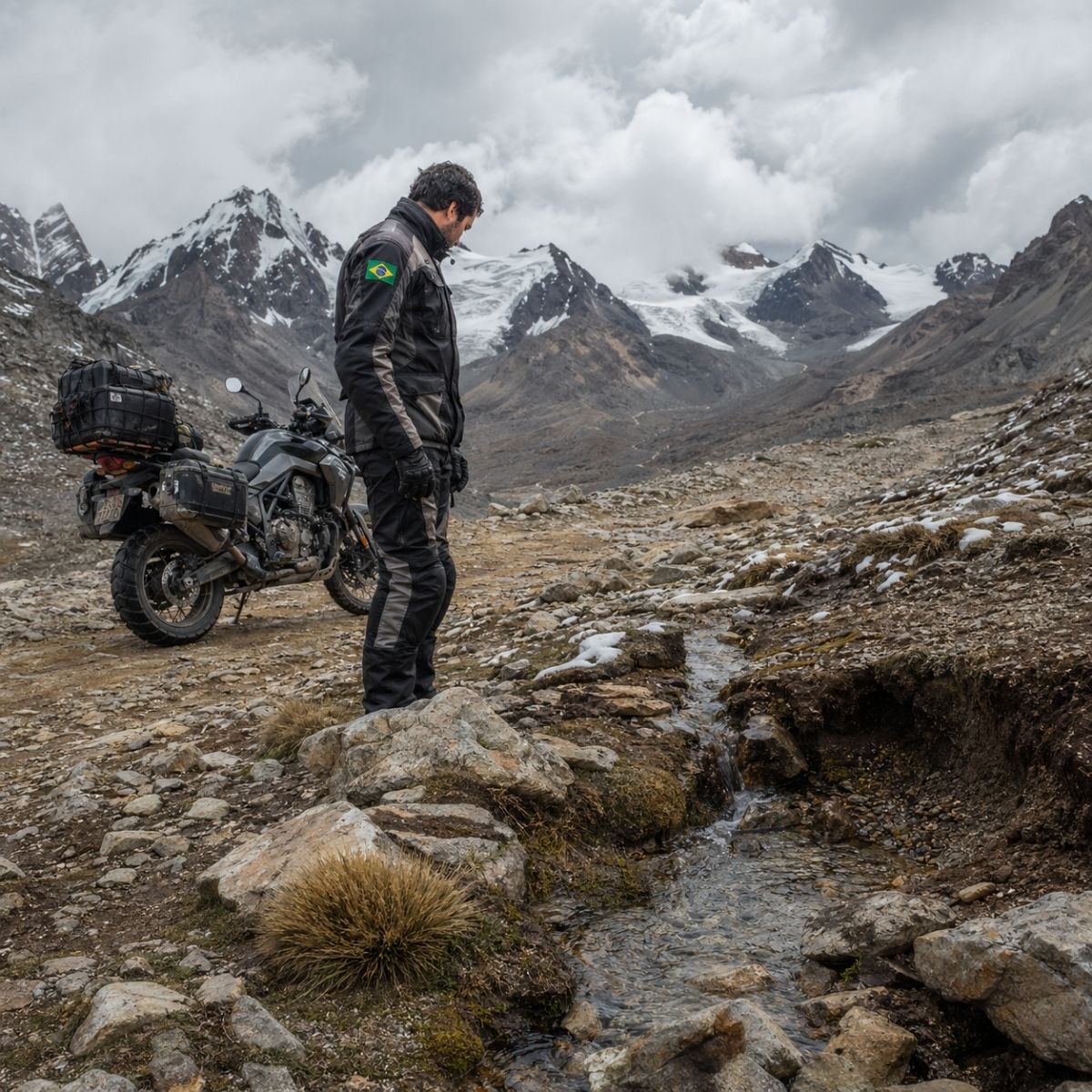 Brasileiro subiu de moto a 5 mil metros no Peru e encontrou gelo na nascente do Rio Amazonas. O maior rio do mundo nasce gelado nos Andes. Veja a história.