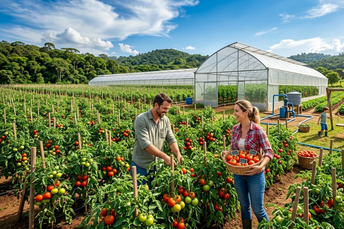 Casal troca casa e carro pela roça e em 2 anos transforma 5 mil m² no Paraná em renda com tomates orgânicos certificados, estufa própria, poço artesiano e filhos longe das telas (2)