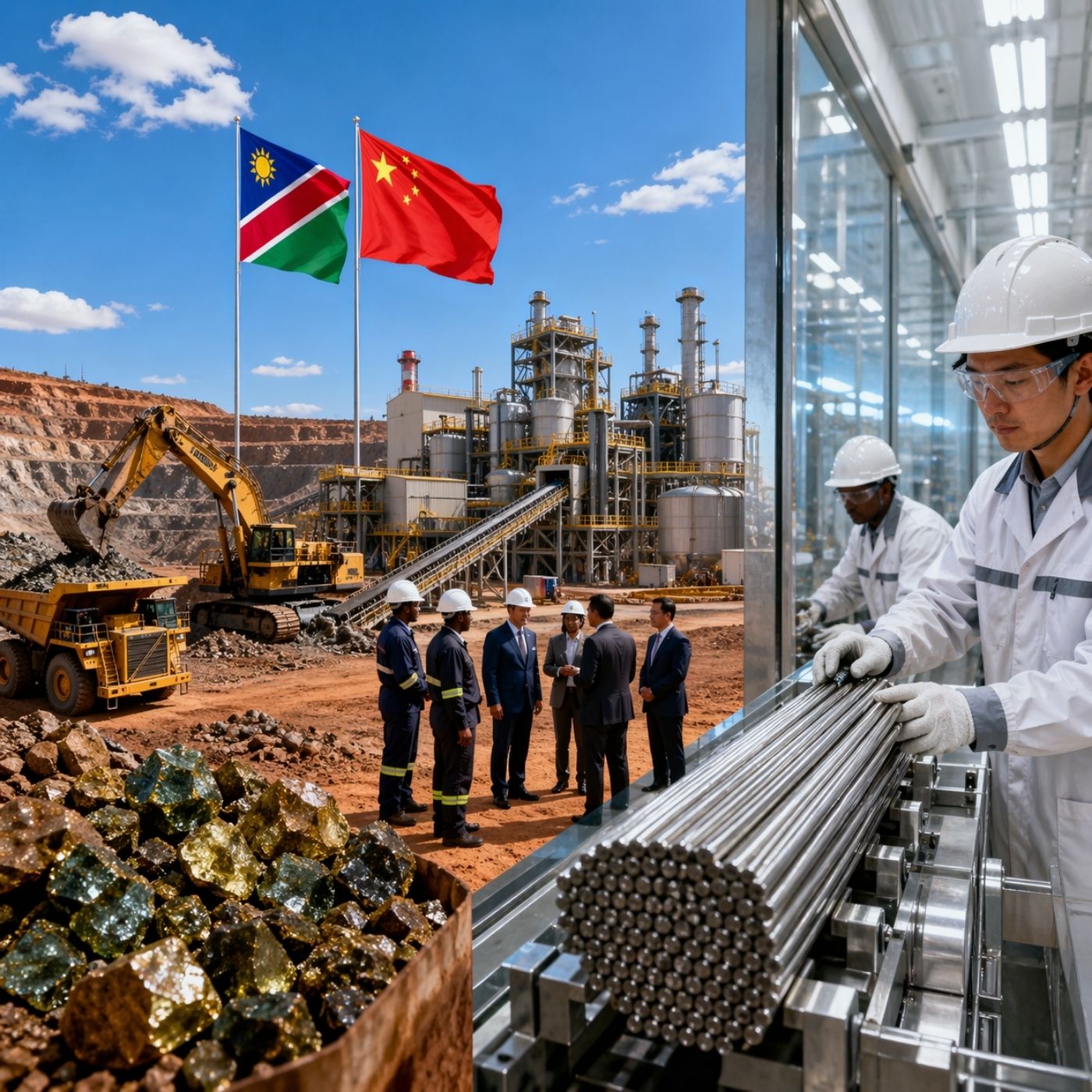 China apoia a Namíbia para transformar urânio bruto em barras de combustível nuclear, ampliar o processamento local de minerais críticos e garantir suprimento para sua frota de reatores