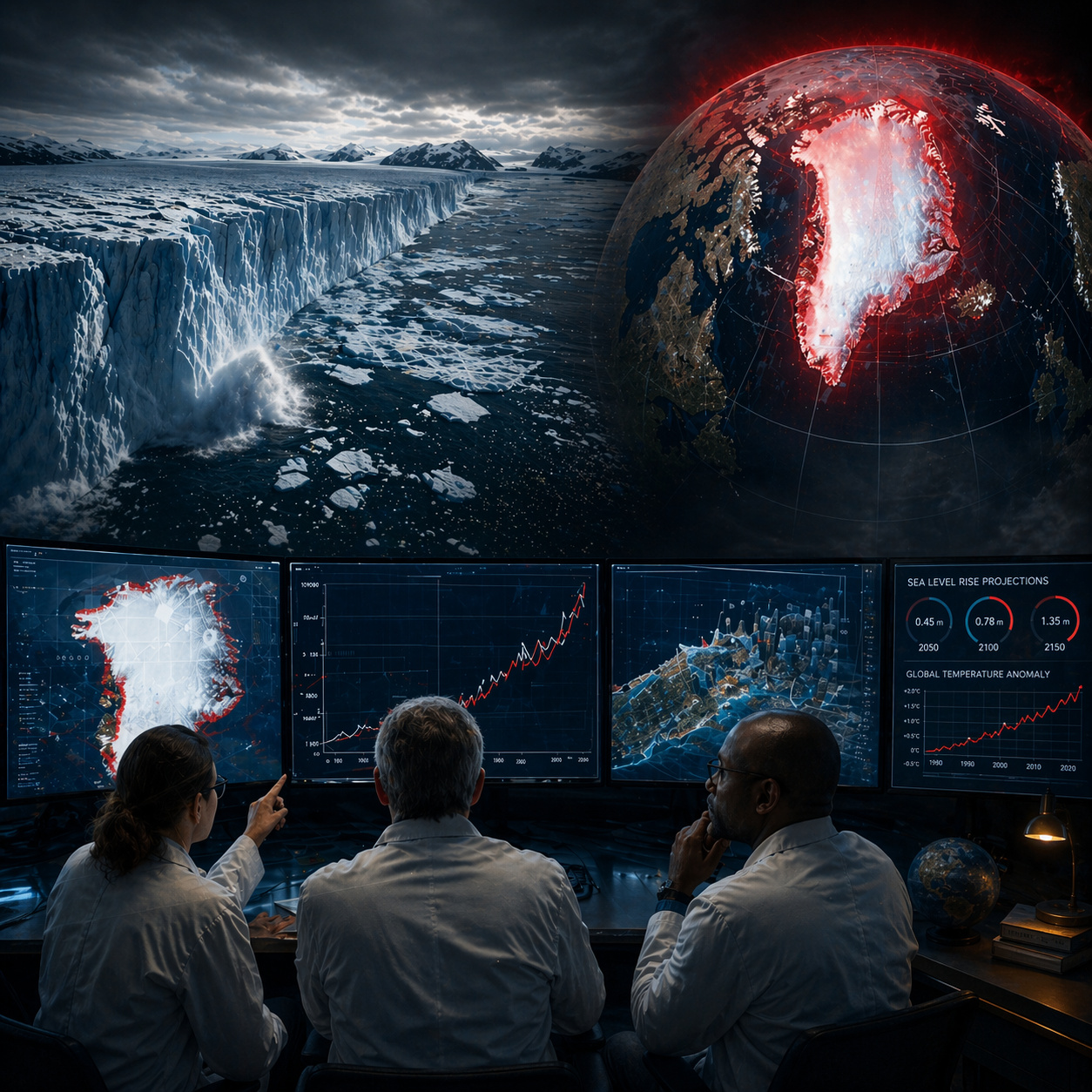 Cientistas colocam o planeta em alerta ao confirmar em 2025 que a calota da Groenlândia cruzou o ponto de não retorno, com derretimento irreversível já comprometendo ao menos 27 cm de elevação do nível do mar que nenhuma ação climática pode mais impedir
