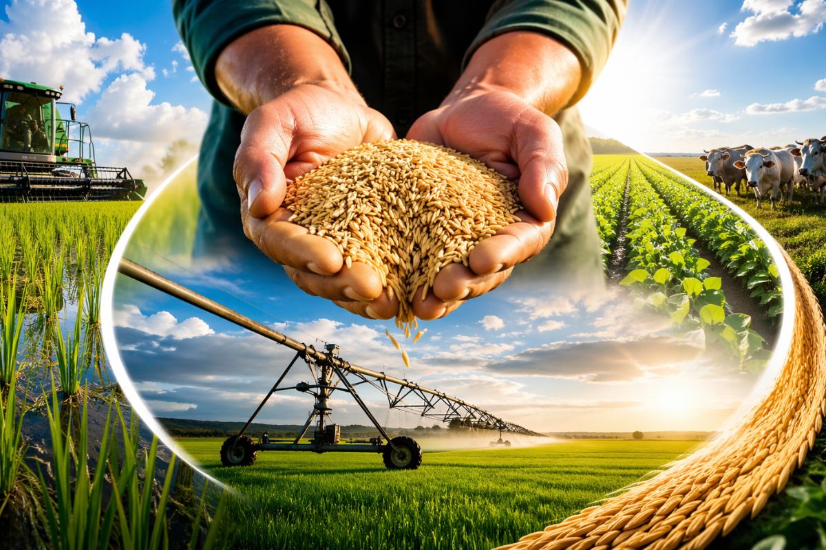 Clima extremo desorganiza o arroz na Ásia e Brasil assume papel estratégico como fornecedor confiável com sementes tropicalizadas, irrigação de precisão