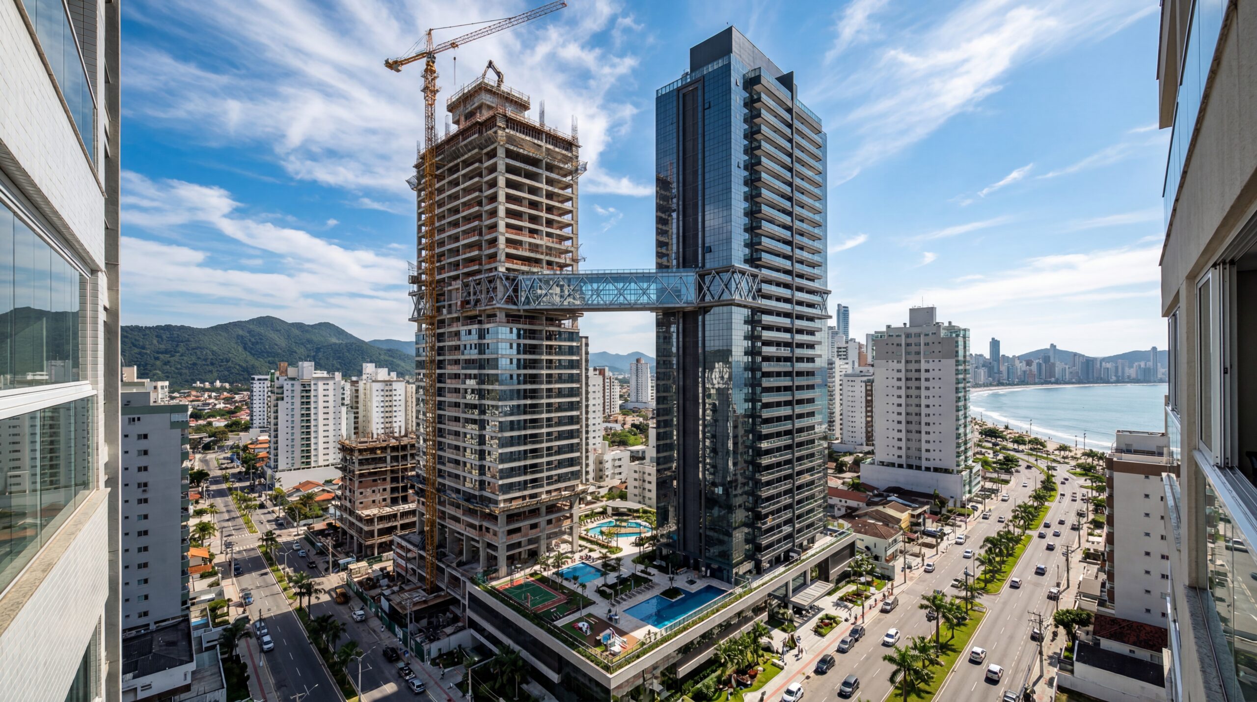 Com 55 pavimentos, 177 metros de altura, passarela de 15 metros entre torres gêmeas, fachada ventilada e 6.300 m² de lazer, Ápice já tem uma torre pronta e outra quase no topo (6)