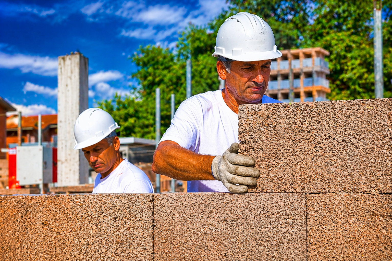 Construção de casas com blocos de madeira com cimento está surpreendendo trabalhadores