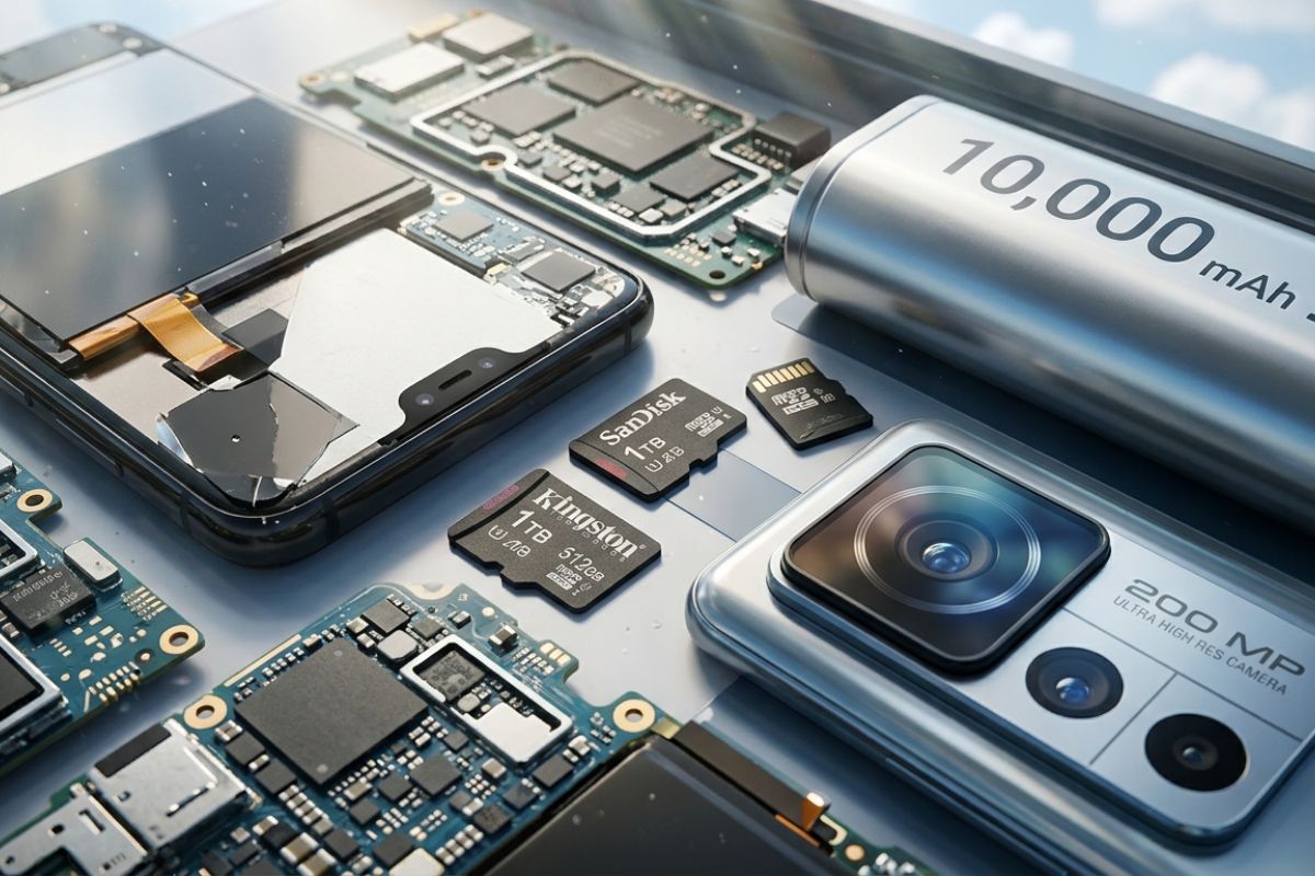 Crise de peças pode trazer de volta notch em gota e microSD em 2026; enquanto Windows 11 promete ficar mais leve, vazamentos falam em baterias de até 10.000 mAh e câmeras de 200 MP (1)
