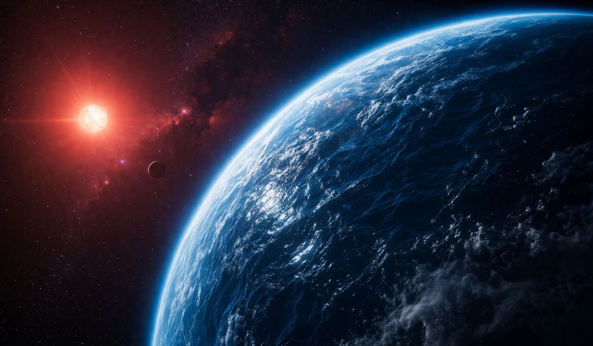 Planetas Hycean ampliam a busca por vida fora da Terra, mas novos estudos impõem limites à hipótese de mundos cobertos por água. (Imagem: Ilustrativa)