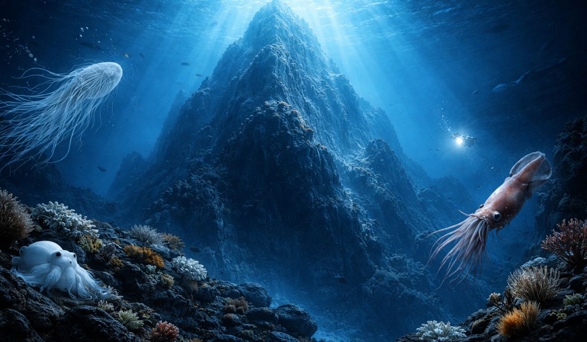 Expedição no Pacífico Sul revela monte submarino gigante, espécies raras e áreas do fundo do mar ainda pouco mapeadas. (Imagem: Ilustrativa)