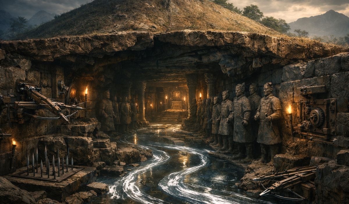 A tumba de Qin Shi Huang segue fechada há mais de 2.200 anos e intriga cientistas por mercúrio, armadilhas e riscos arqueológicos. (Imagem: Ilustrativa)