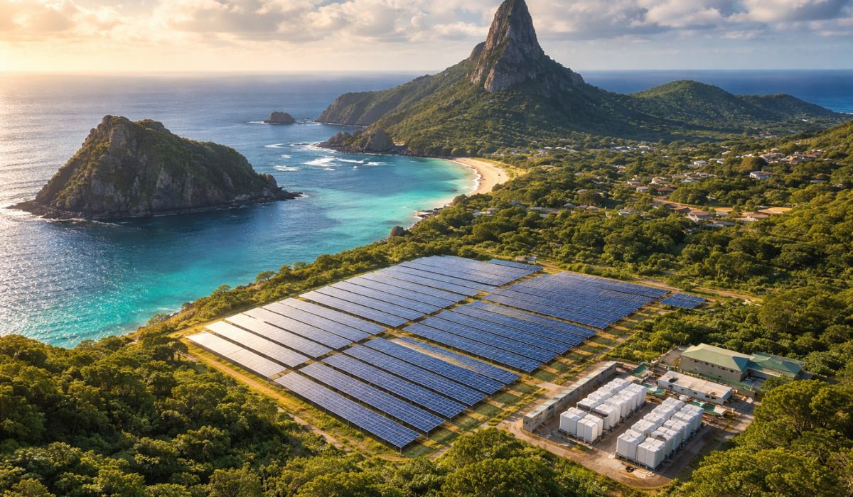 Fernando de Noronha avança na energia solar com baterias e busca cortar combustíveis fósseis na ilha com o novo projeto Noronha Verde. (Imagem: Ilustrativa)