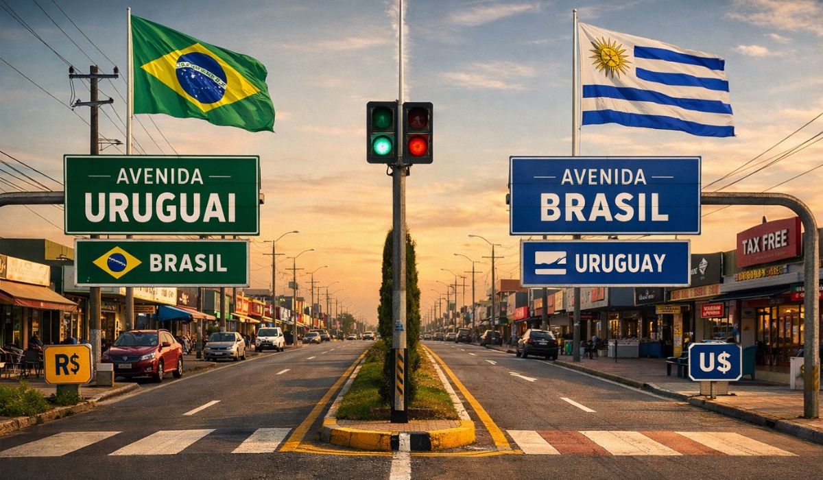 Entenda como o Chuí, na fronteira com o Uruguai, une dois países na mesma avenida, entre free shops e vida binacional. (Imagem: Ilustrativa)