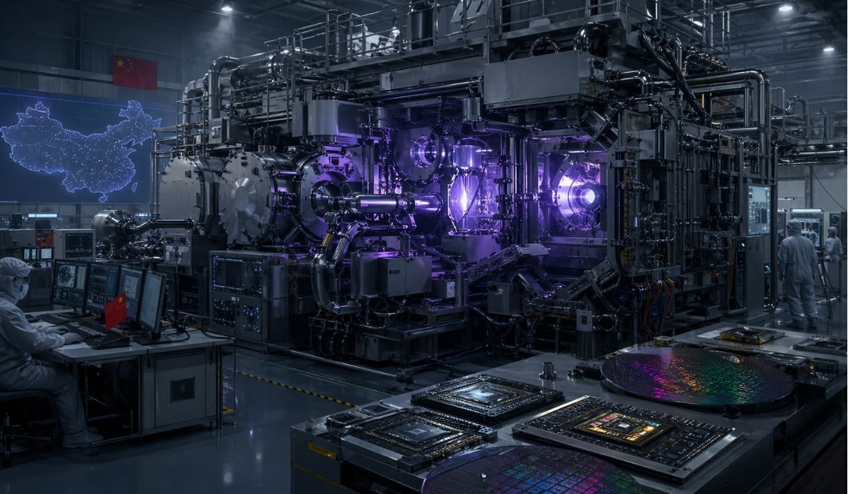 China cria em segredo um protótipo de máquina EUV para desafiar o domínio ocidental e avançar na corrida global dos chips de IA. (Imagem: Ilustrativa)