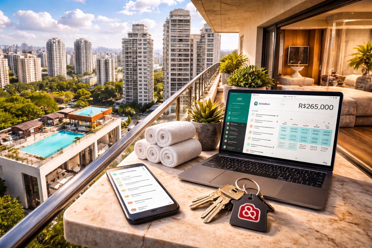 Ela tem 30 anos e administra 60 apartamentos no Airbnb em Moema fatura R$ 200 a 300 mil por mês, faz estúdio render R$ 6 mil e atende 24 horas sozinha mesmo