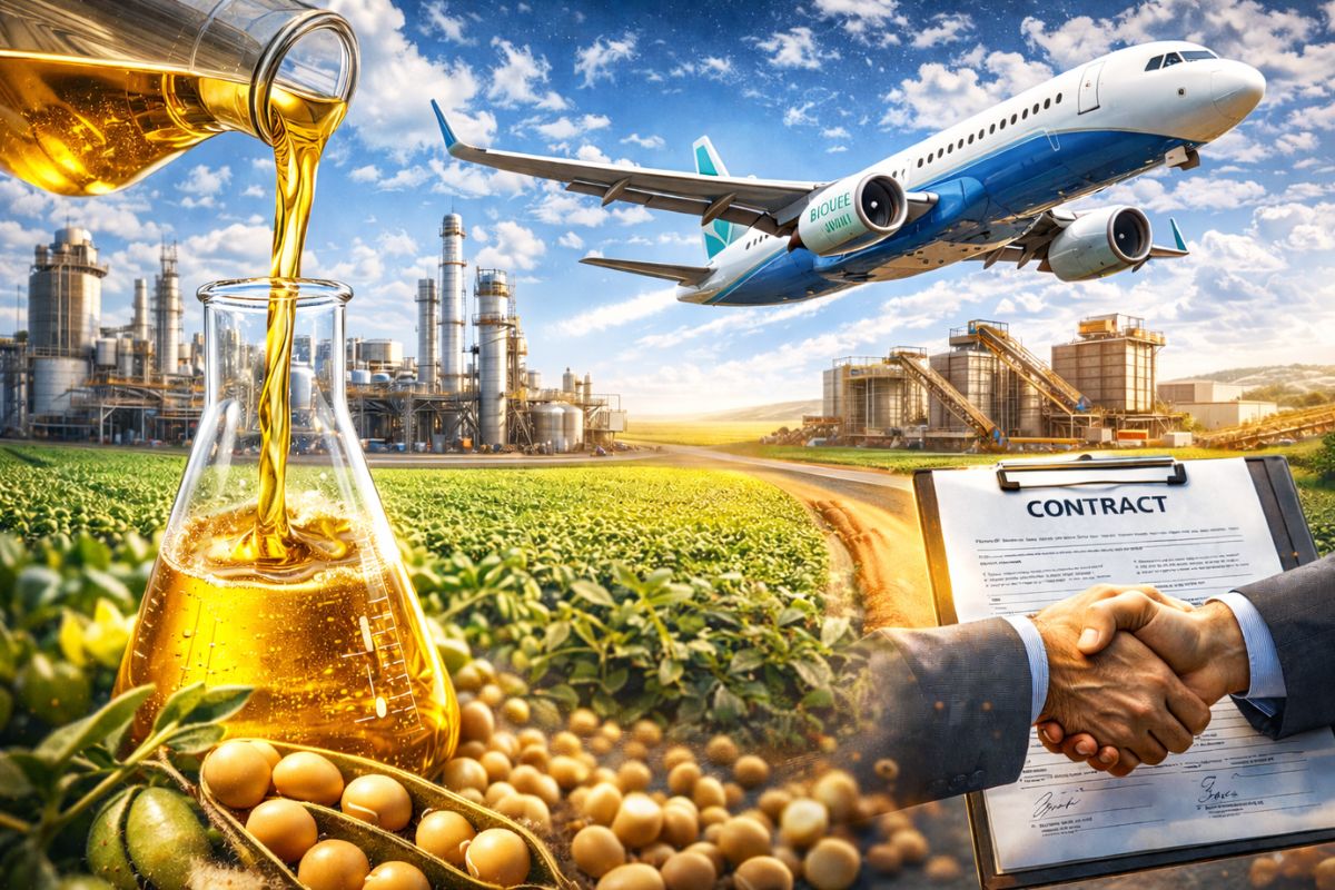 Em 2026, soja brasileira vira combustível de avião Corsia obriga SAF, óleo ganha prêmio de 40% a 80%, biofinarias ao lado das esmagadoras e contratos longos tiram o produtor (1)