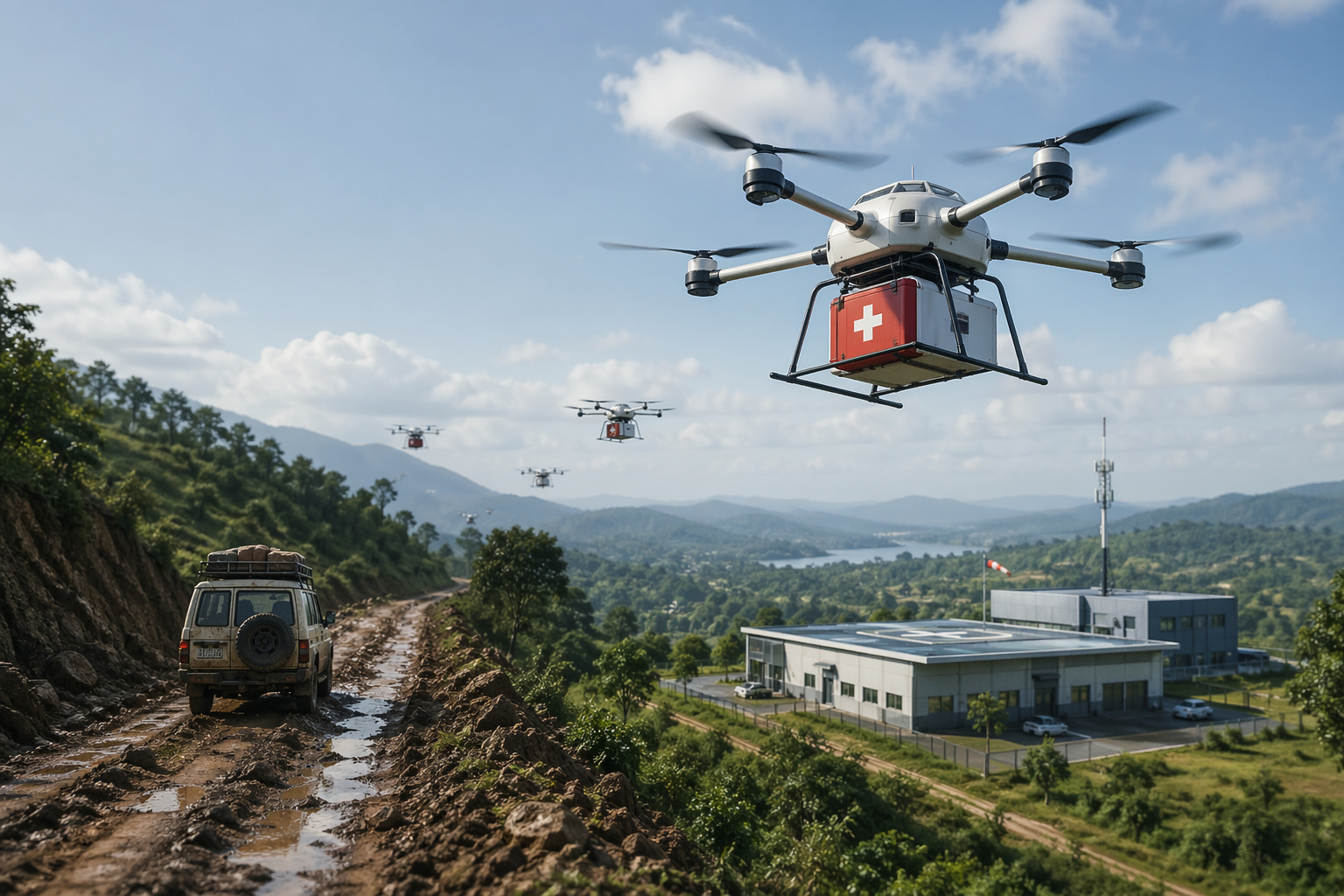 Enquanto em muitos países entregas médicas ainda levam horas por estradas precárias, Ruanda criou uma rede de drones que percorre dezenas de quilômetros em minutos, reduz trajetos de até 4 horas para apenas 15 minutos e transforma o acesso a sangue e vacinas em uma operação aérea de alta precisão