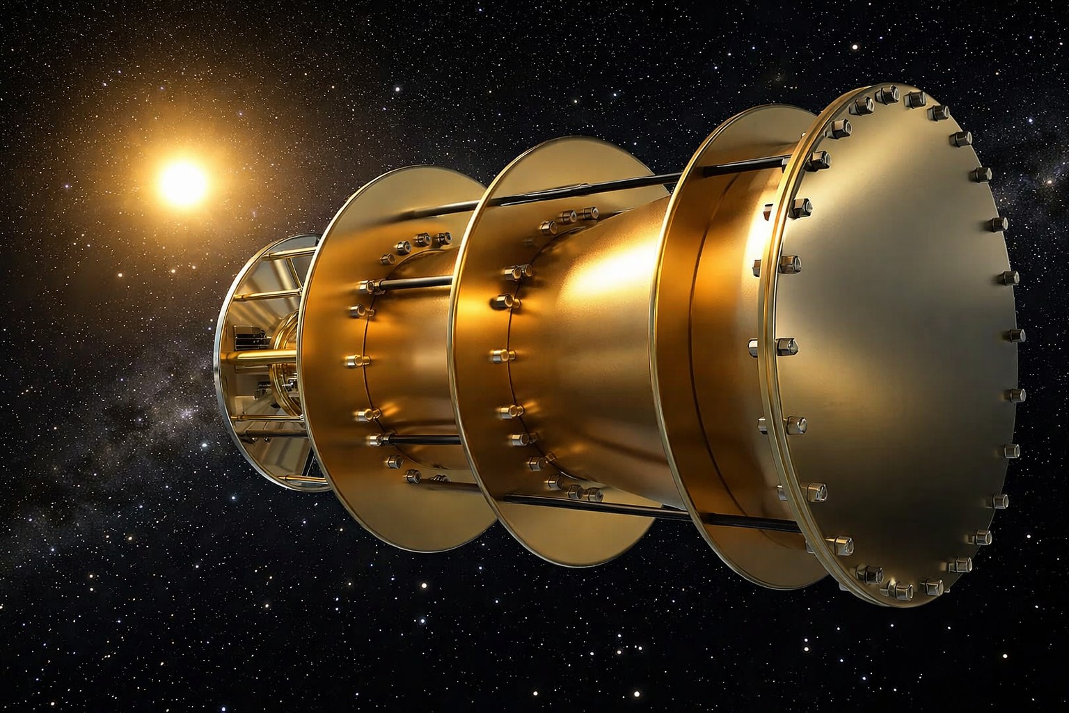 Ilustração do motor helicoidal desenvolvido por engenheiro da NASA com potencial de atingir a velocidade da luz no espaço