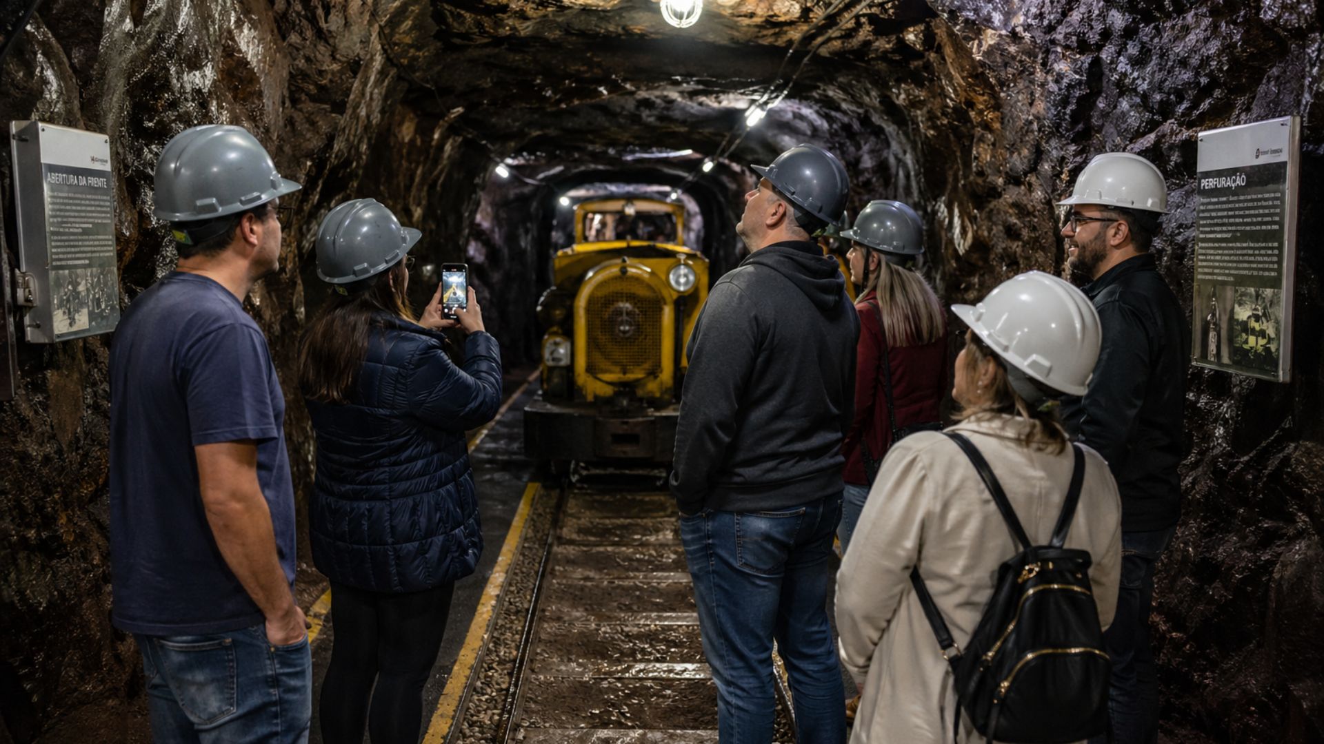 Conheça a única mina de carvão visitável da América Latina, em Criciúma, com passeio subterrâneo e locomotiva histórica.