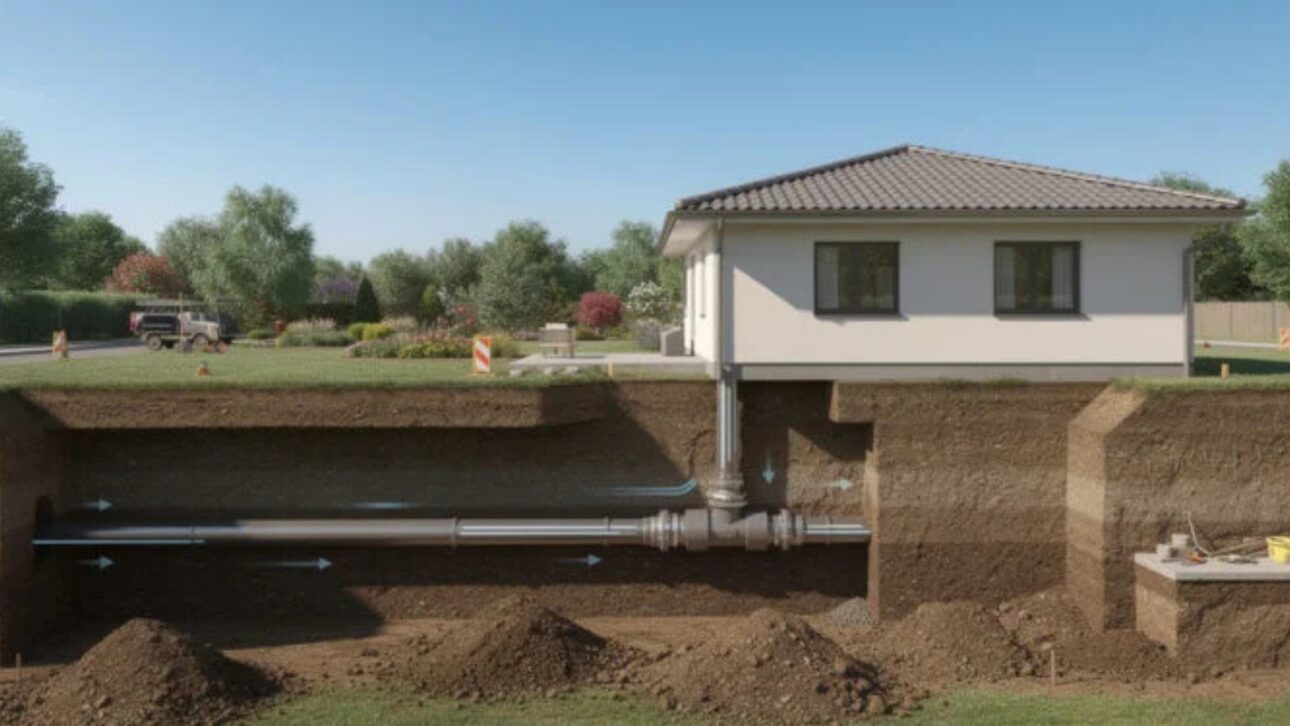 Sistema de resfriamento subterrâneo usa solo para reduzir calor e consumo de energia em casas com ventilação eficiente.