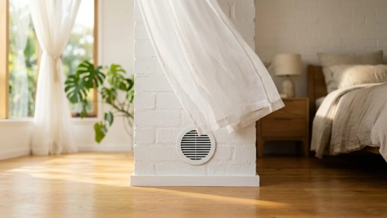 Sistema de resfriamento subterrâneo usa solo para reduzir calor e consumo de energia em casas com ventilação eficiente.