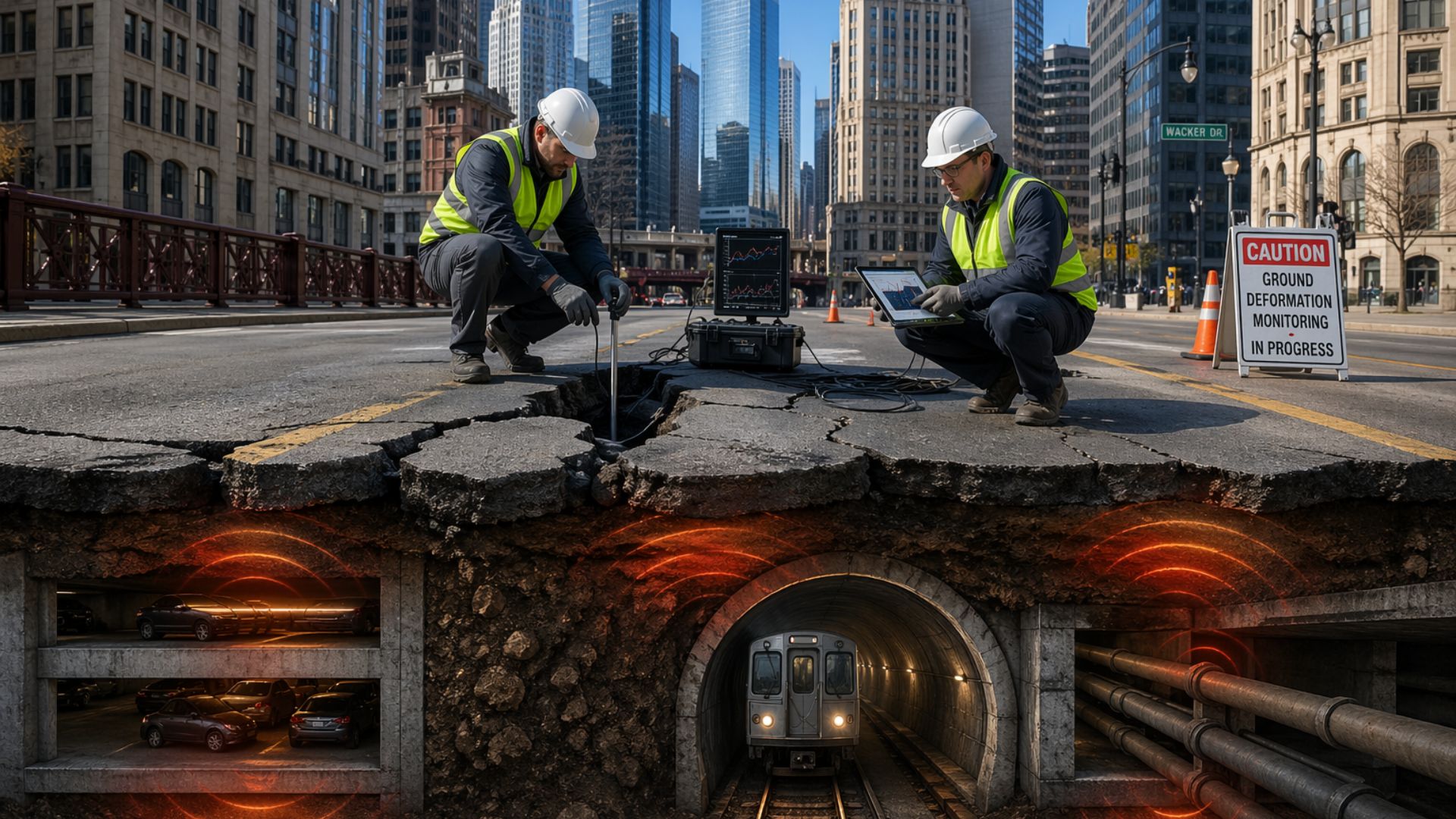 Calor subterrâneo em cidades deforma o solo e pressiona fundações, elevando riscos e custos de manutenção da infraestrutura urbana.