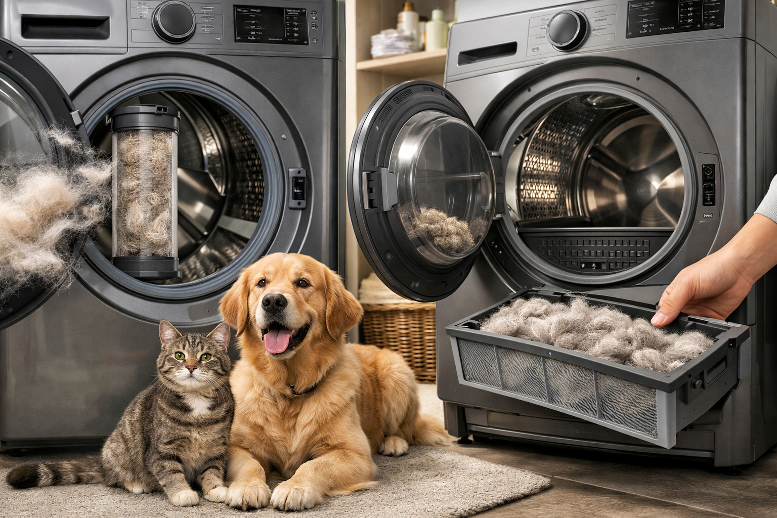 Adeus pelos de pet na roupa: lavadora com filtro interno dedicado promete remover até 5 vezes mais pelos que máquinas comuns e usa sistema com secadora de armadilha XL para capturar o que sobra