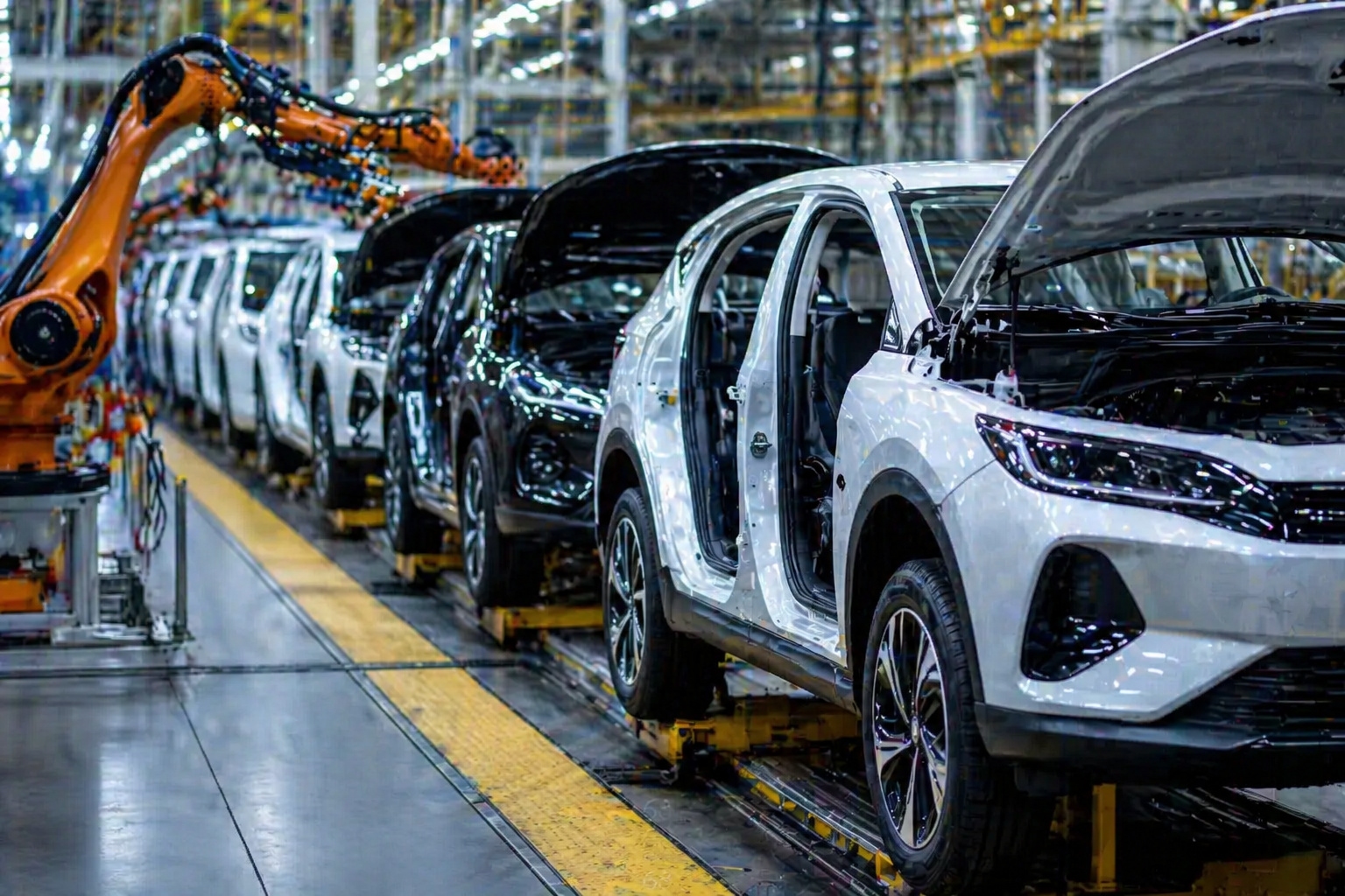 Linha de montagem automotiva moderna