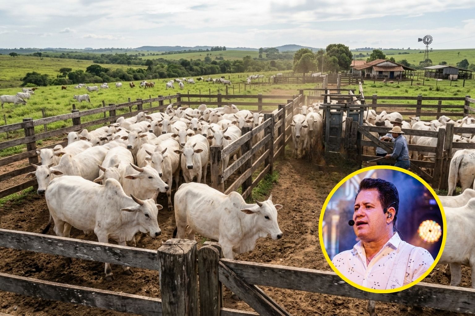 Marrone saiu dos palcos para comandar uma fazenda de 35 mil hectares em Goiás com 20 mil cabeças de gado Nelore, leilões milionários e cruzamento genético que transformam o campo em seu segundo império