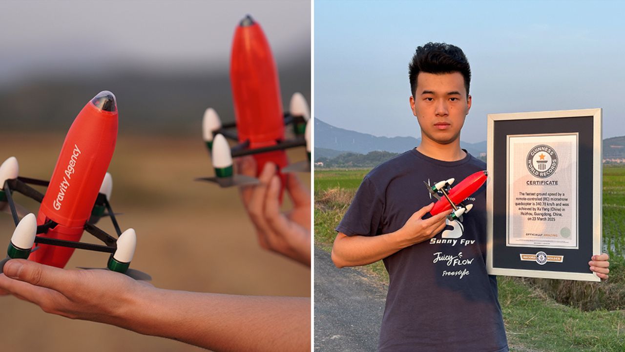 Microdrone de apenas 250 g, com peças impressas em 3D, atinge 340,78 km/h e entra para o Guinness, mostrando até onde pode ir a engenharia independente.