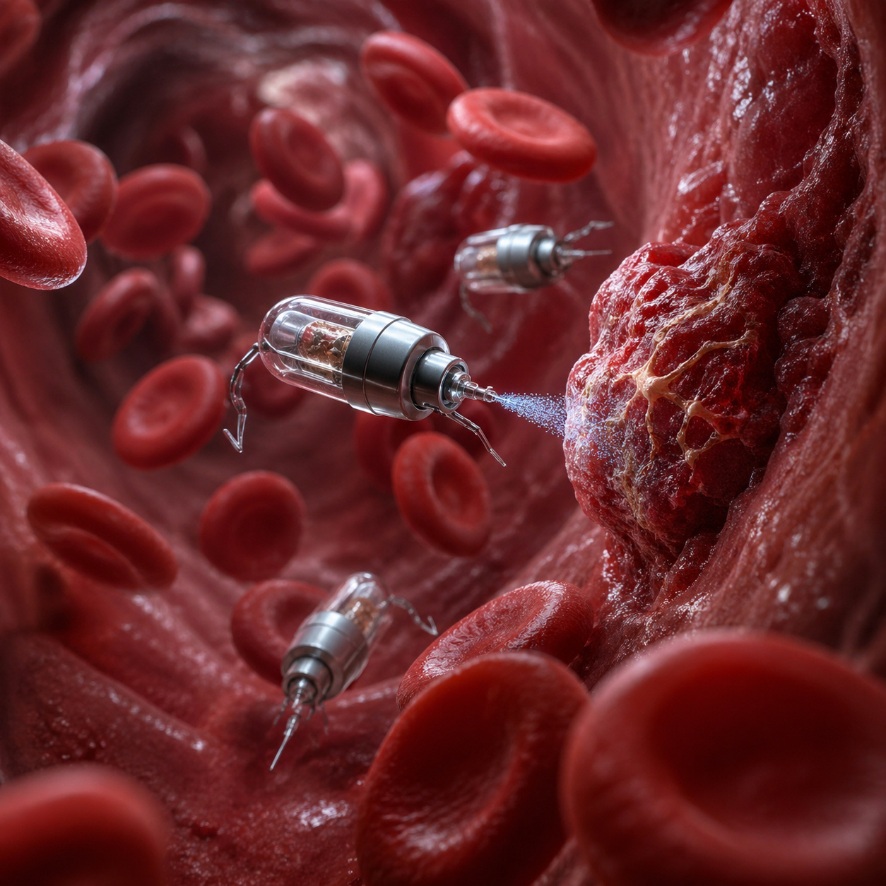 Microrrobôs magnéticos já navegam em vasos e entregam medicamentos com precisão, apontando nova fronteira para tratar AVC, tumores e aneurismas.