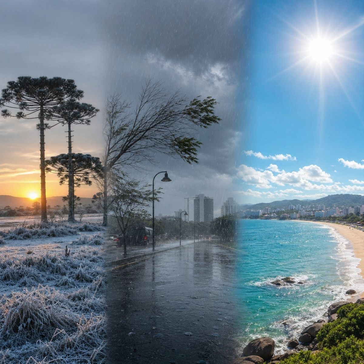 SC enfrenta chuva e 24°C nesta quarta, mas sol volta quinta e sexta-feira do feriado do Trabalhador pode bater 30°C. Veja a previsão completa para o feriadão.
