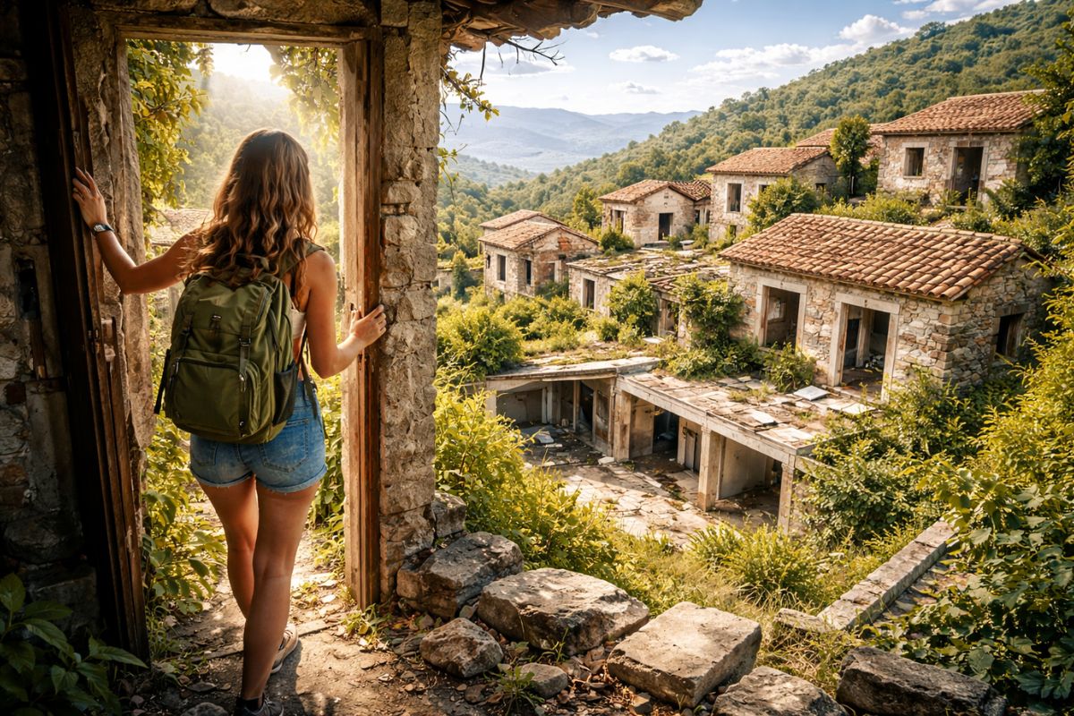 Mulher entra em casas abandonadas há 16 anos que ninguém ousava visitar projeto bonito e planta lógica, interior sem mofo, possível resort; após explorar, decide comprar tudo (2)