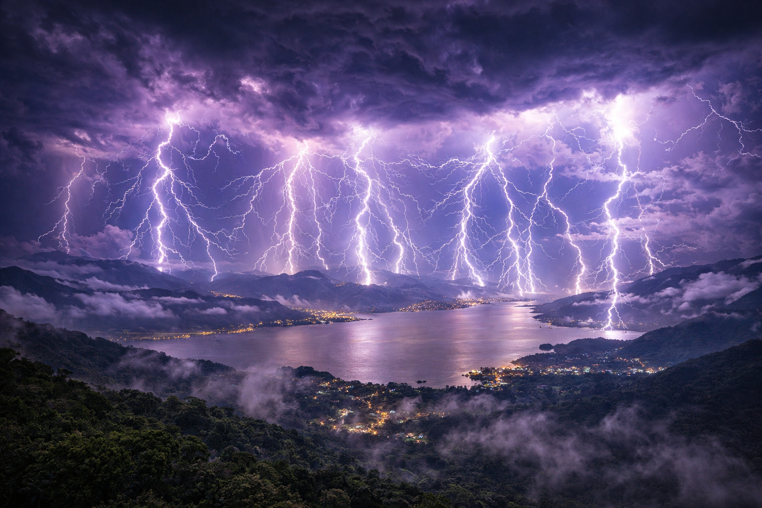 Na Venezuela, uma região ao redor do Lago Maracaibo registra a maior concentração de raios da Terra, com cerca de 250 descargas por km² por ano e tempestades que iluminam o céu por até 297 noites, impulsionadas pela umidade do Caribe e por montanhas que aprisionam o ar
