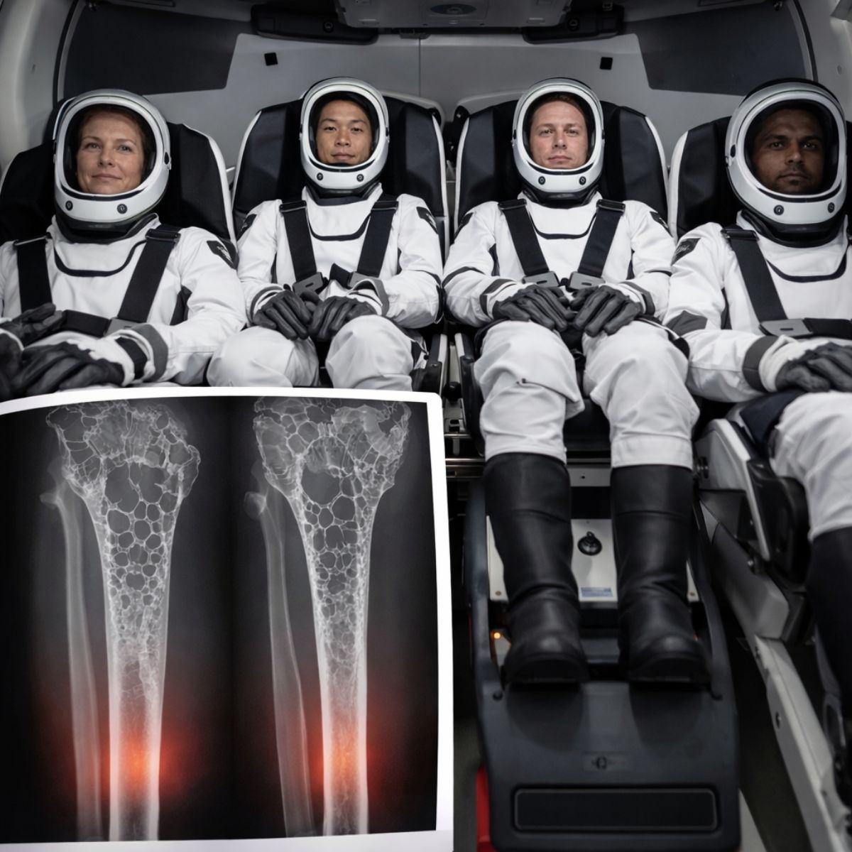 Tripulantes da SpaceX voltaram com perda óssea na tíbia após 3 a 5 dias em microgravidade. Homens tiveram o dobro de deterioração das mulheres.