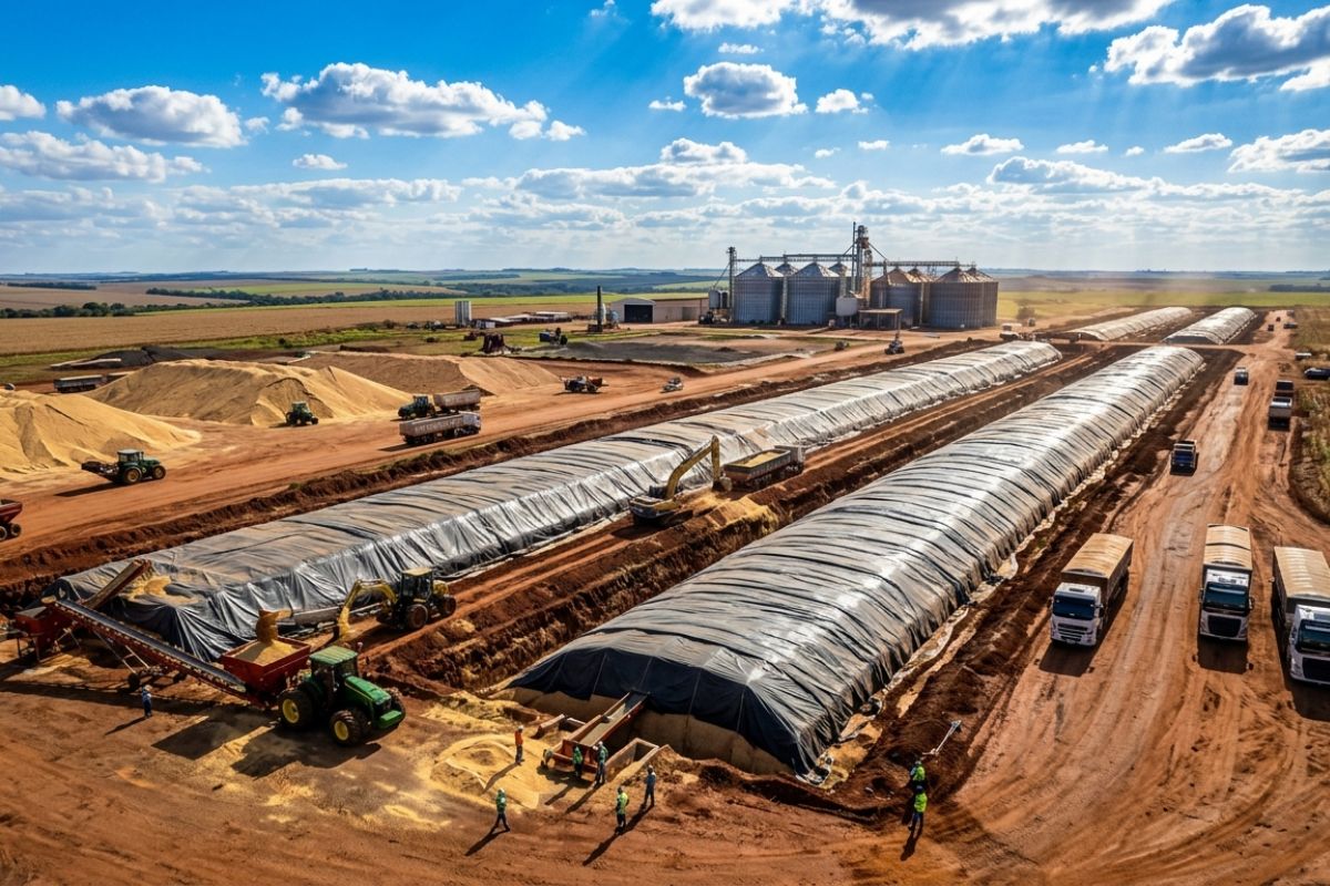 No Mato Grosso, o Brasil cria um “império subterrâneo” de grãos trincheiras herméticas baratas guardam milhões de toneladas por até 180 dias, reduzindo frete, filas e risco global (3)
