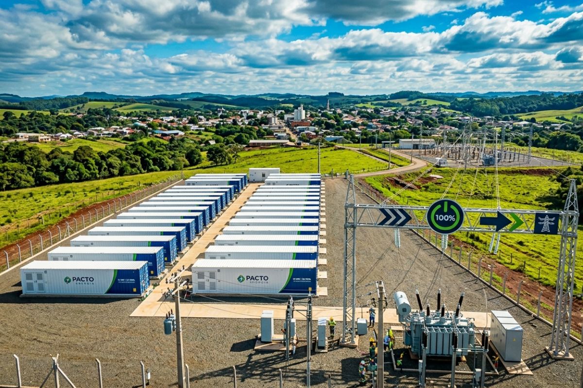 No Paraná, distribuidora Pacto liga 100% da carga de Coronel Vivida a baterias BES de 10 MW e 20 MWh custa pouco mais de R$ 30 milhões e baixa tarifa local agora