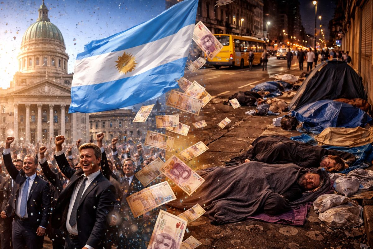 A pobreza na Argentina caiu para 28,2%, mas salários caíram, o desemprego subiu e 57% mais pessoas vivem nas ruas desde que Milei assumiu.