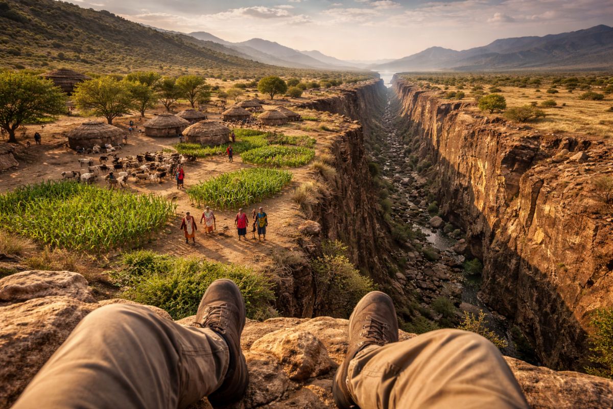 Os Massai vivem sobre o Rift Valley, a fissura que avança 7 mm por ano e vai dividir a África em dois continentes. Solo vulcânico alimenta vilas inteiras.