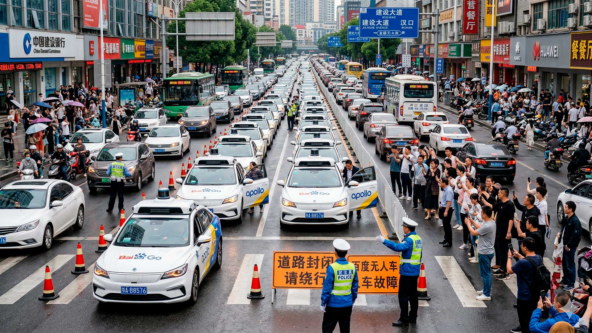 Pane em massa trava mais de 100 robotáxis da Baidu em Wuhan e expõe falhas graves quando o setor tenta provar que carros autônomos já estão prontos