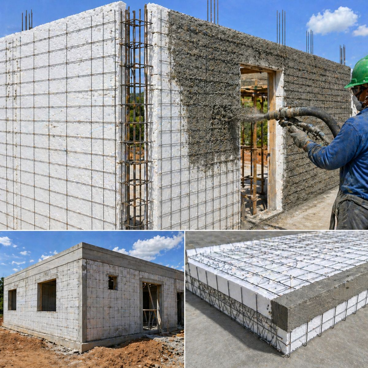 O EPS estrutural combina poliestireno com telas metálicas e concreto projetado para formar paredes 30% mais baratas que a alvenaria. Tem selo do Inmetro.