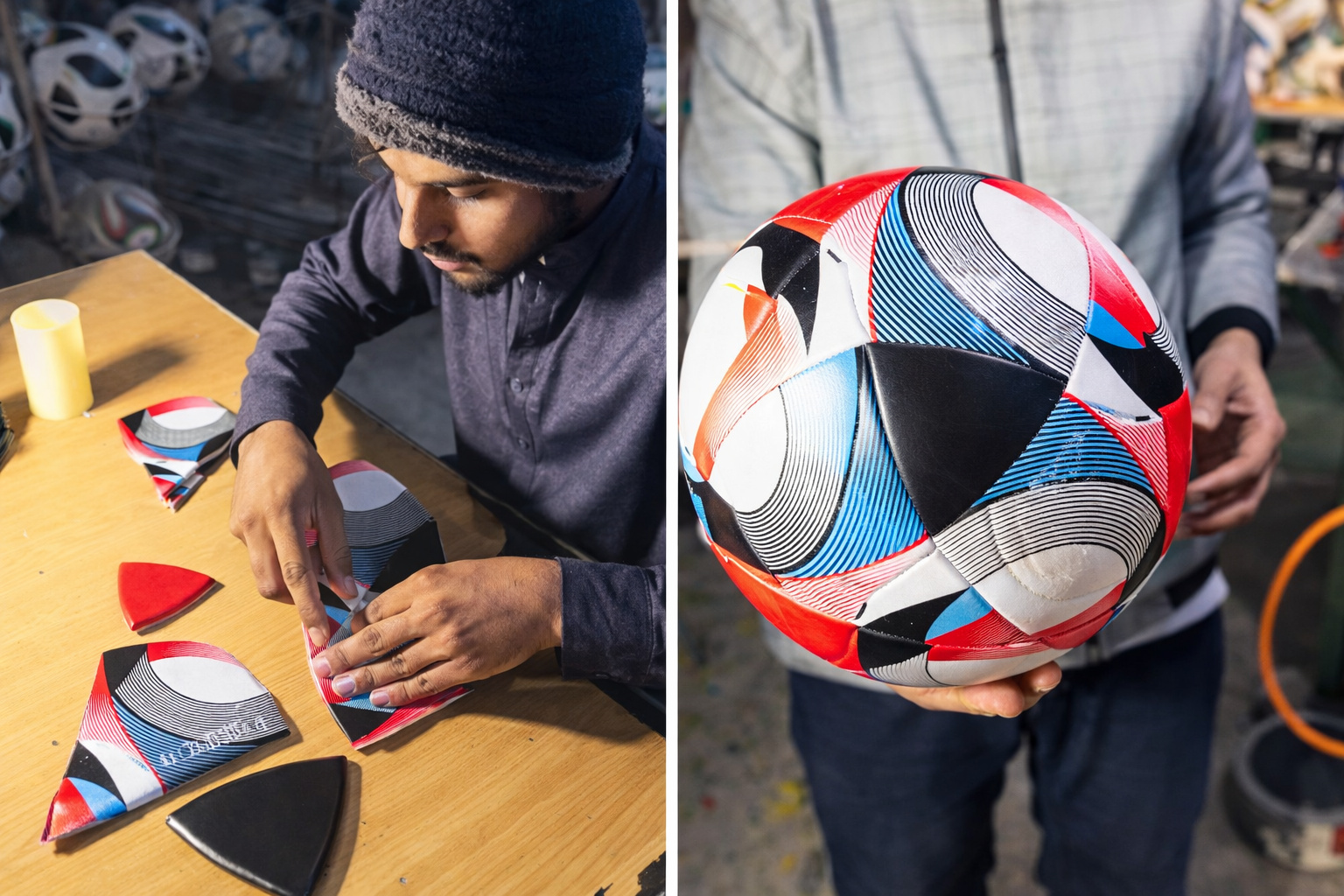 fábrica da Índia produz bolas de futebol com latéx