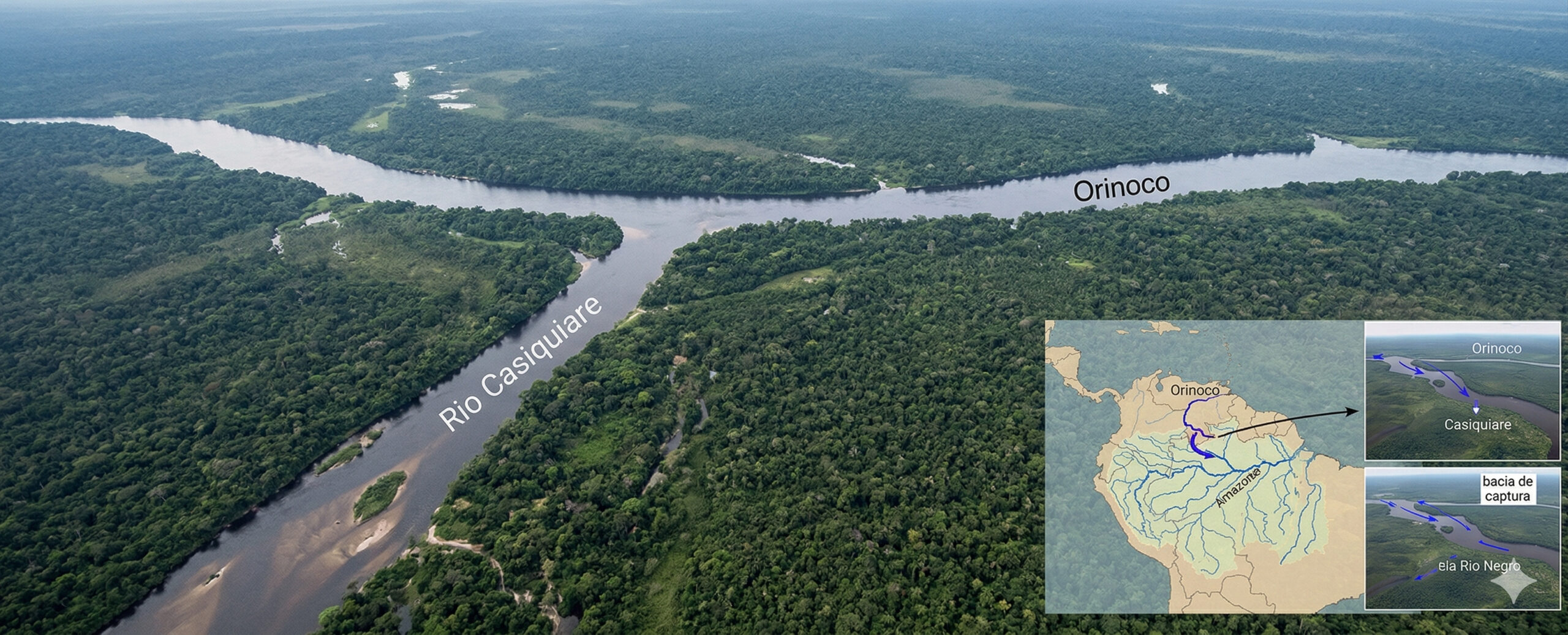 Rio Casiquiare conecta Orinoco ao Amazonas, desafia a hidrologia e pode capturar uma das maiores bacias do planeta, segundo estudos científicos.