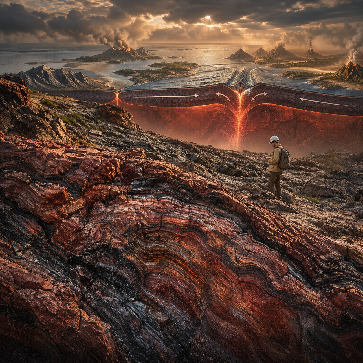 Rochas de 3,5 bilhões de anos na Austrália revelam que a crosta da Terra já se movia no início do planeta, com deslocamento comparável às placas atuais e indícios de que o processo que cria montanhas, oceanos e sustenta a vida surgiu centenas de milhões de anos antes do que se conseguia provar