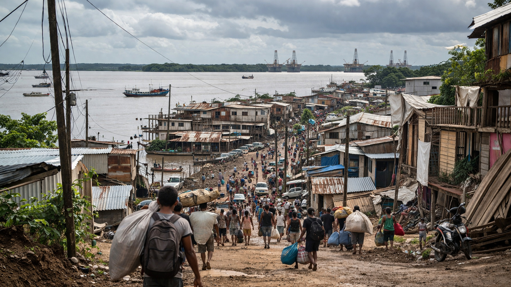 Antes mesmo da primeira perfuração na Margem Equatorial brasileira, onda de migrantes pressiona Oiapoque, amplia ocupações precárias e transforma cidade do Amapá no novo epicentro da corrida pelo petróleo na Amazônia