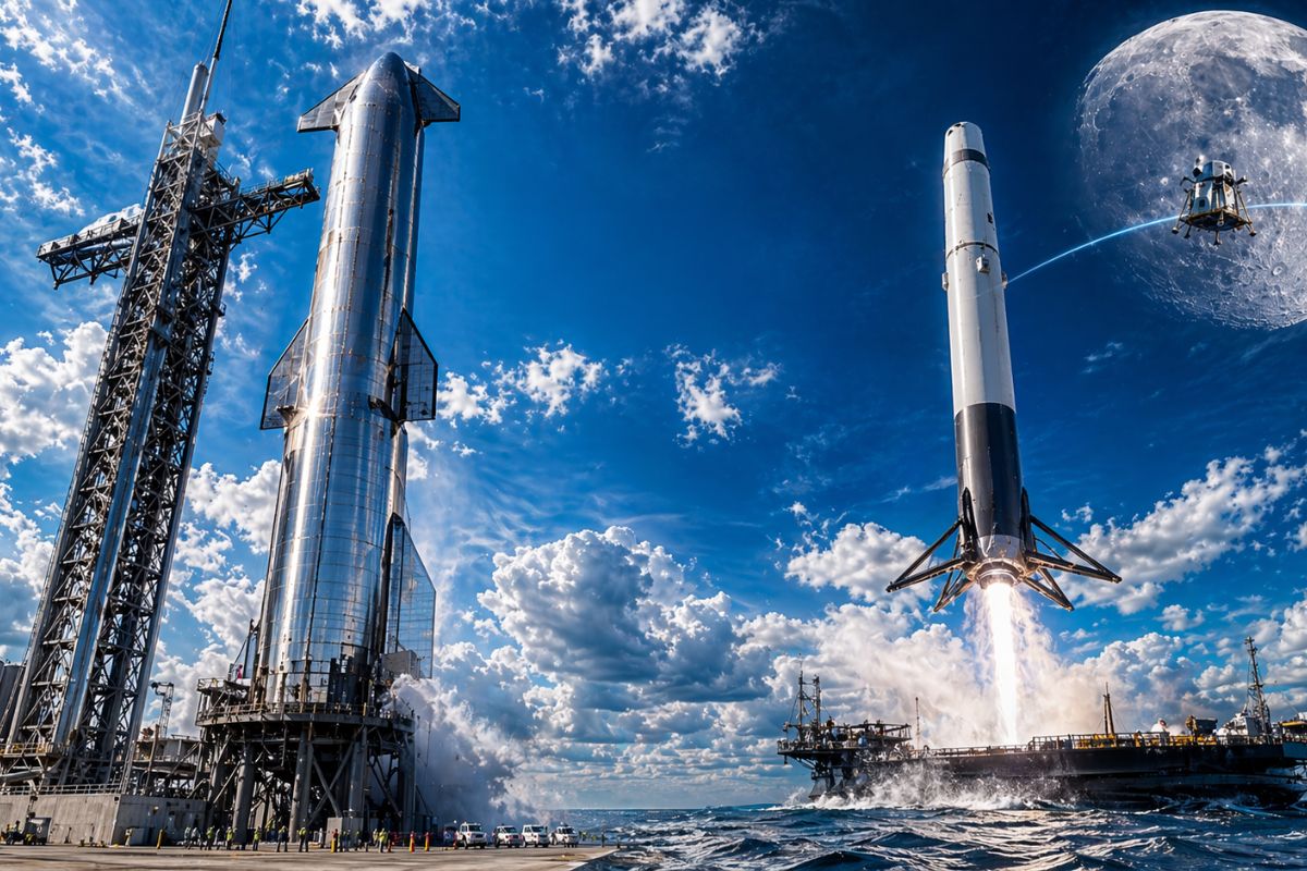 Starship Flight 12 se aproxima enquanto Blue Origin relança booster do New Glenn em tempo recorde e revela plano agressivo para chegar à Lua