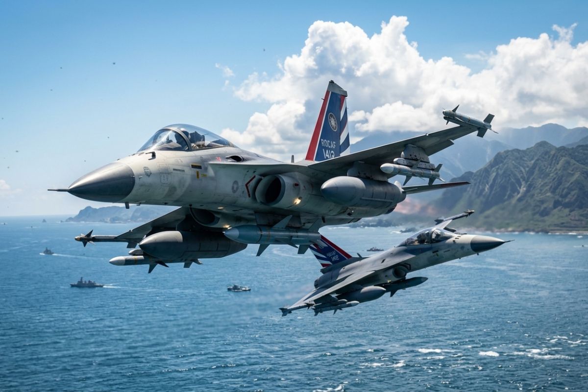Taiwan, isolada e sem F-16, criou o caça indígena F-CK-1 Tiengkuo bimotor Mach 1,8, radar 150 km, decolagem em 5 minutos, 134 unidades, mísseis BVR e antinavio