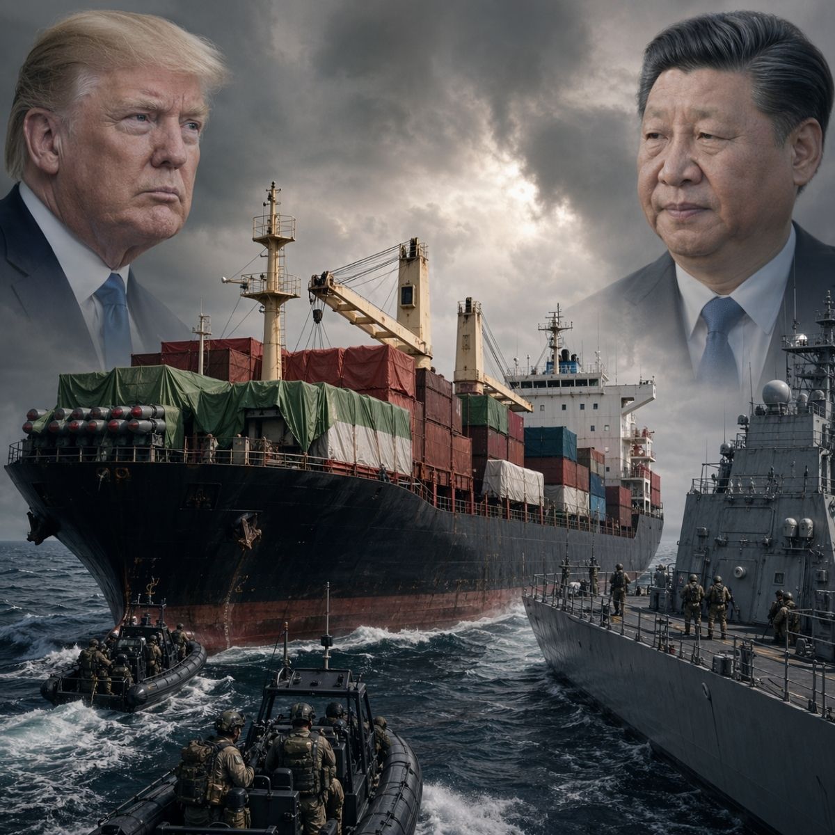 Trump disse que os EUA interceptaram navio com oferta da China ao Irã e se disse surpreso com Xi Jinping. O bloqueio naval segue ativo e o cessar-fogo está no fim.